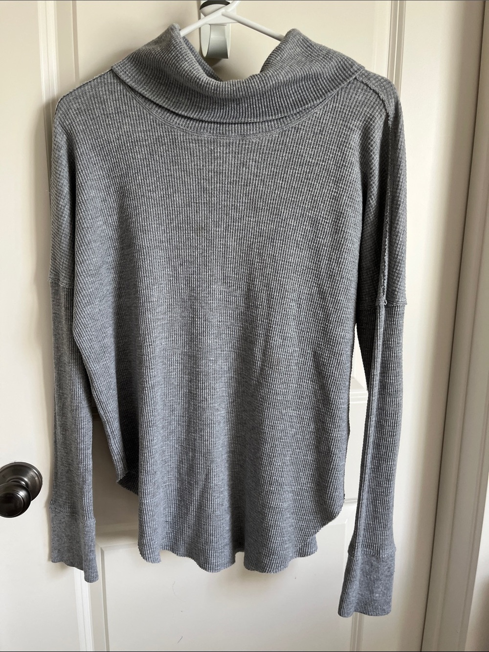 TNA Gray Ribbed Cowl Neck Sweater